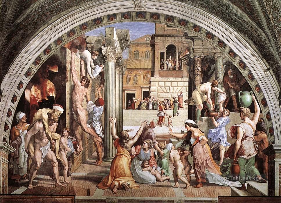 Le feu dans le Borgo Renaissance Raphaël Peintures à l'huile